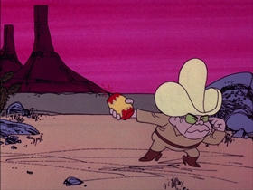 Screenshots from the 1974 DePatie Freleng cartoon Strange on the Range