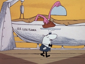Screenshots from the 1974 DePatie Freleng cartoon Pink Aye