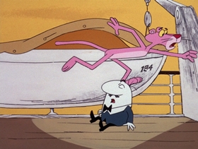 Screenshots from the 1974 DePatie Freleng cartoon Pink Aye