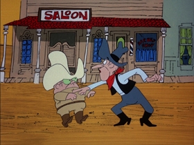 Screenshots from the 1974 DePatie Freleng cartoon Mesa Trouble