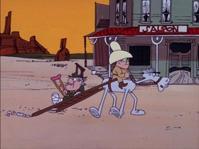 Screenshots from the 1974 DePatie Freleng cartoon Saddle Soap Opera