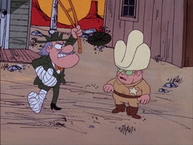 Screenshots from the 1974 DePatie Freleng cartoon Saddle Soap Opera