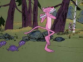 Screenshots from the 1974 DePatie Freleng cartoon Trail of the Lonesome Pink