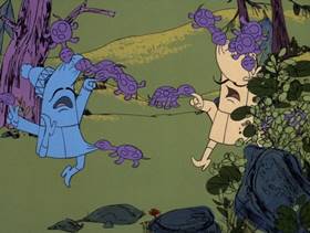 Screenshots from the 1974 DePatie Freleng cartoon Trail of the Lonesome Pink