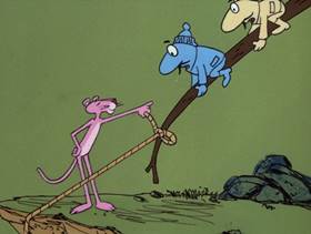 Screenshots from the 1974 DePatie Freleng cartoon Trail of the Lonesome Pink