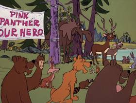 Screenshots from the 1974 DePatie Freleng cartoon Trail of the Lonesome Pink