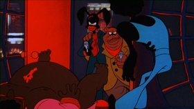 Screenshots from the 1975 Bakshi Animation cartoon Coonskin