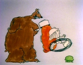 Screenshots from the 1975 Focus Design, Inc. cartoon Unpack Your Adjectives