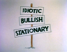 Screenshots from the 1975 Focus Design, Inc. cartoon Unpack Your Adjectives