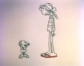 Screenshots from the 1975 Focus Design, Inc. cartoon Unpack Your Adjectives