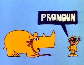 Screenshots from the 1975 Focus Design, Inc. cartoon Rufus Xavier Sarsaparilla