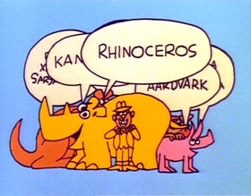 Screenshots from the 1975 Focus Design, Inc. cartoon Rufus Xavier Sarsaparilla
