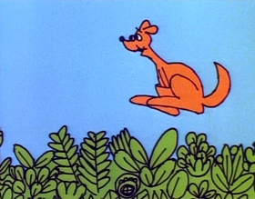 Screenshots from the 1975 Focus Design, Inc. cartoon Rufus Xavier Sarsaparilla