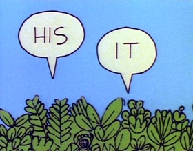 Screenshots from the 1975 Focus Design, Inc. cartoon Rufus Xavier Sarsaparilla