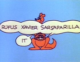 Screenshots from the 1975 Focus Design, Inc. cartoon Rufus Xavier Sarsaparilla