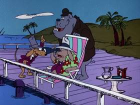 Screenshots from the 1975 DePatie Freleng cartoon Saltwater Tuffy