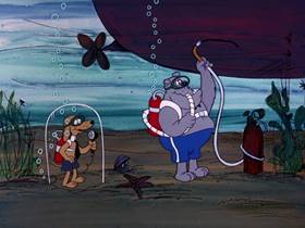 Screenshots from the 1975 DePatie Freleng cartoon Saltwater Tuffy