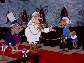 Screenshots from the 1975 DePatie Freleng cartoon M-O-N-E-Y Spells Love