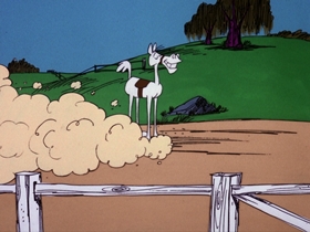 Screenshots from the 1975 DePatie Freleng cartoon From Nags to Riches