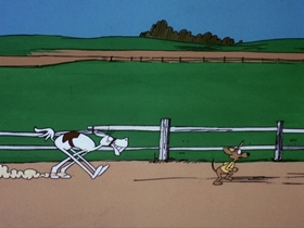 Screenshots from the 1975 DePatie Freleng cartoon From Nags to Riches