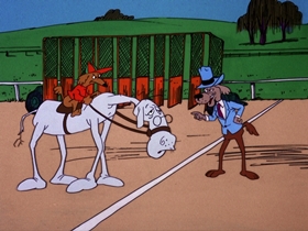 Screenshots from the 1975 DePatie Freleng cartoon From Nags to Riches