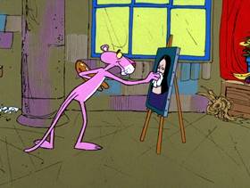 Screenshots from the 1975 DePatie Freleng cartoon Pink DaVinci