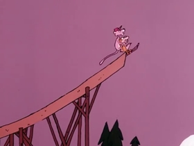 Screenshots from the 1975 DePatie Freleng cartoon Pink Streaker