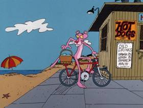 Screenshots from the 1975 DePatie Freleng cartoon Salmon Pink