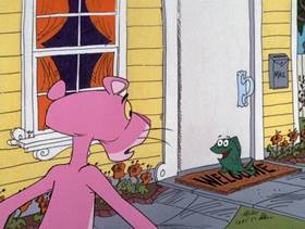 Screenshots from the 1975 DePatie Freleng cartoon Salmon Pink