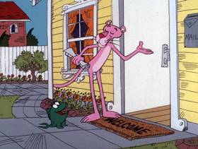 Screenshots from the 1975 DePatie Freleng cartoon Salmon Pink