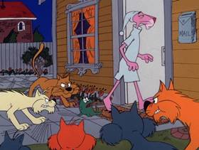 Screenshots from the 1975 DePatie Freleng cartoon Salmon Pink