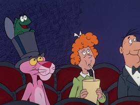 Screenshots from the 1975 DePatie Freleng cartoon Salmon Pink