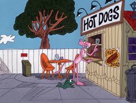 Screenshots from the 1975 DePatie Freleng cartoon Salmon Pink