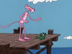 Screenshots from the 1975 DePatie Freleng cartoon Salmon Pink