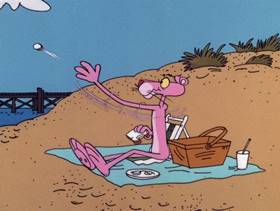 Screenshots from the 1975 DePatie Freleng cartoon Salmon Pink