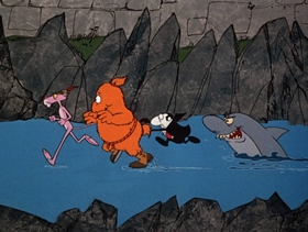 Screenshots from the 1975 DePatie Freleng cartoon Pink Plasma