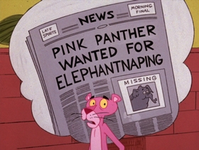 Screenshots from the 1975 DePatie Freleng cartoon Pink Elephant