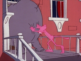 Screenshots from the 1975 DePatie Freleng cartoon Pink Elephant
