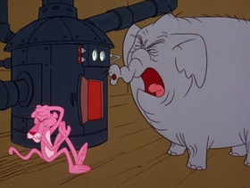 Screenshots from the 1975 DePatie Freleng cartoon Pink Elephant