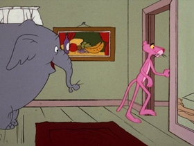 Screenshots from the 1975 DePatie Freleng cartoon Pink Elephant