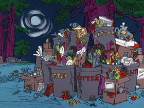 Screenshots from the 1975 DePatie Freleng cartoon Keep Our Forests Pink