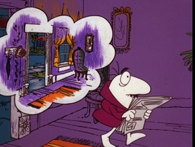 Screenshots from the 1975 DePatie Freleng cartoon Pink Campaign