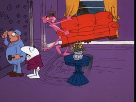 Screenshots from the 1975 DePatie Freleng cartoon Pink Campaign