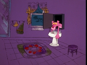 Screenshots from the 1975 DePatie Freleng cartoon Pink Campaign