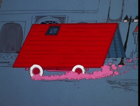 Screenshots from the 1975 DePatie Freleng cartoon Pink Campaign