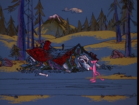 Screenshots from the 1975 DePatie Freleng cartoon Pink Campaign