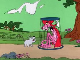 Screenshots from the 1975 DePatie Freleng cartoon The Scarlet Pinkernel