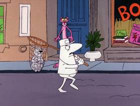 Screenshots from the 1975 DePatie Freleng cartoon The Scarlet Pinkernel