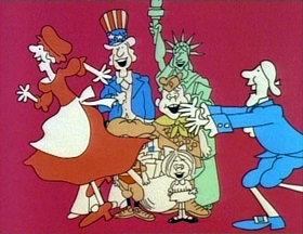 Screenshots from the 1976 Focus Design, Inc. cartoon Fireworks