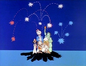 Screenshots from the 1976 Focus Design, Inc. cartoon Fireworks